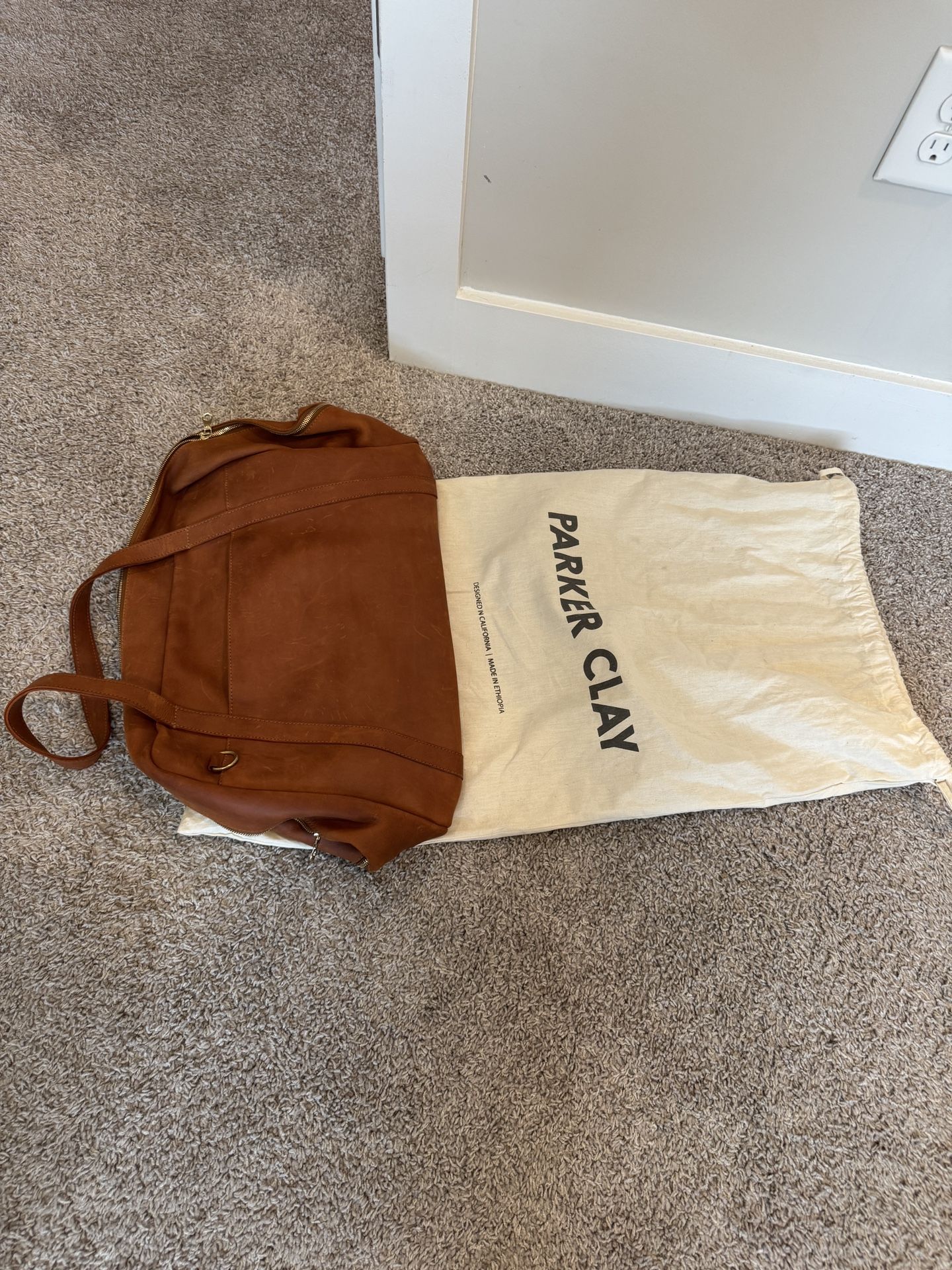 Parker Clay Leather Tote Weekender Bag