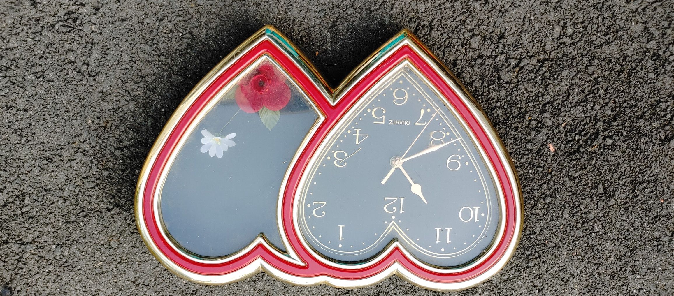 Vintage wall clock heart-shaped