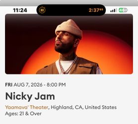Pick up at Yaamava 2 tix Nicky Jam tonight $60 for both