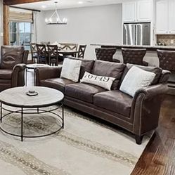 Leather couch and barstools