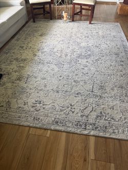 Large Gray Distressed Oriental Area Rug