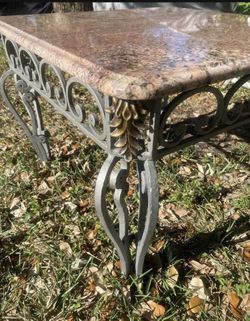 Custom Neo Classic Wrought Iron End Table with Granite top