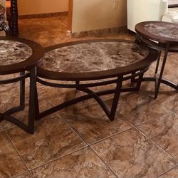 3 PIECES SET TABLES (2 End Tables + 1cocktail Table)