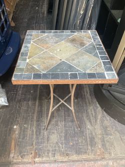 Metal and tiled side table