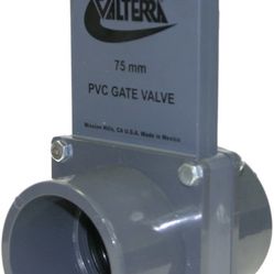 Valterra 8251 PVC Metric Gate Valve, Gray, 75/90 mm Slip-Spig x 75/90 mm Slip-Spig