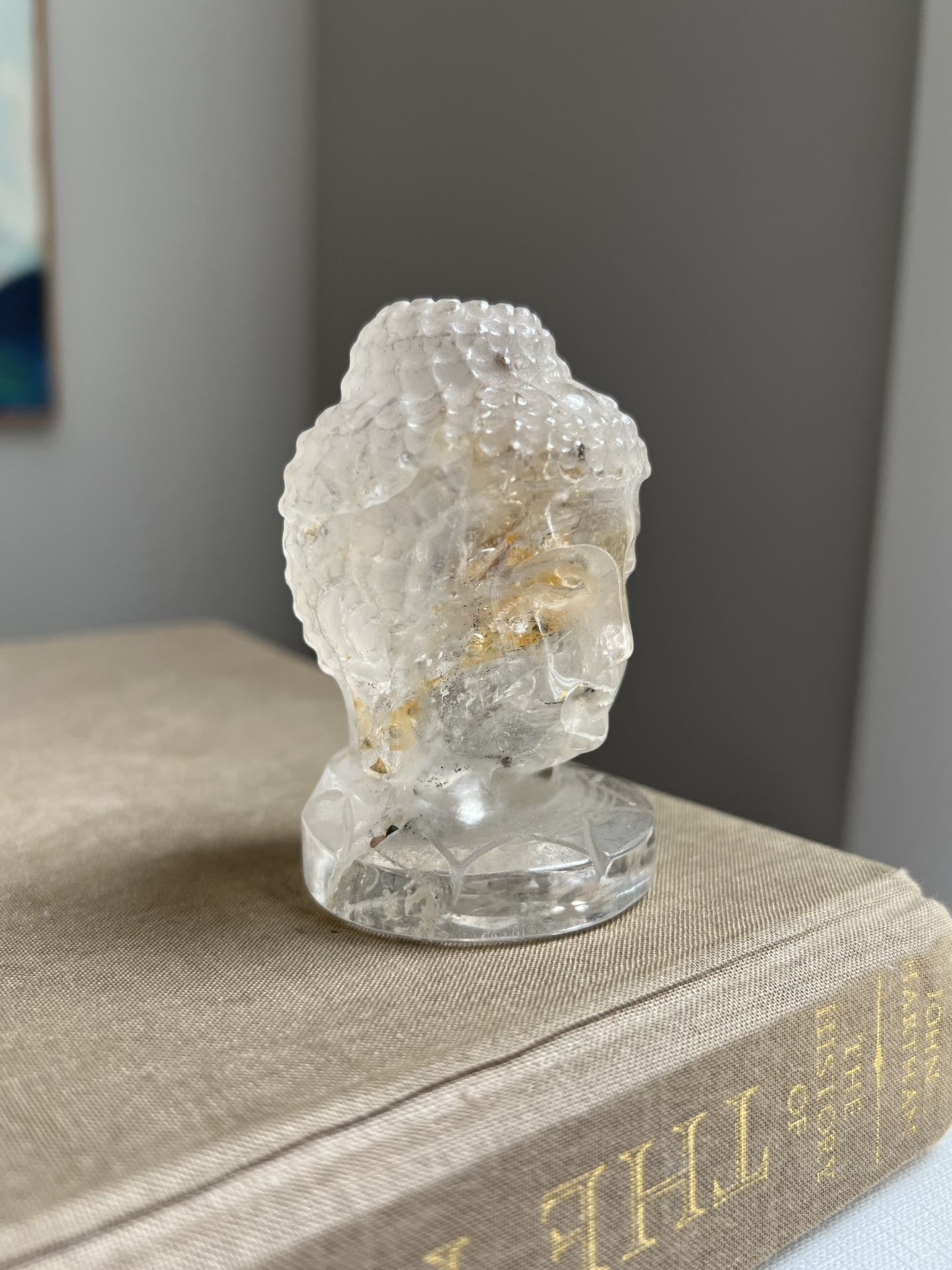 Small Clear Quartz Golden Healer Buddha H3” ( firm on price )