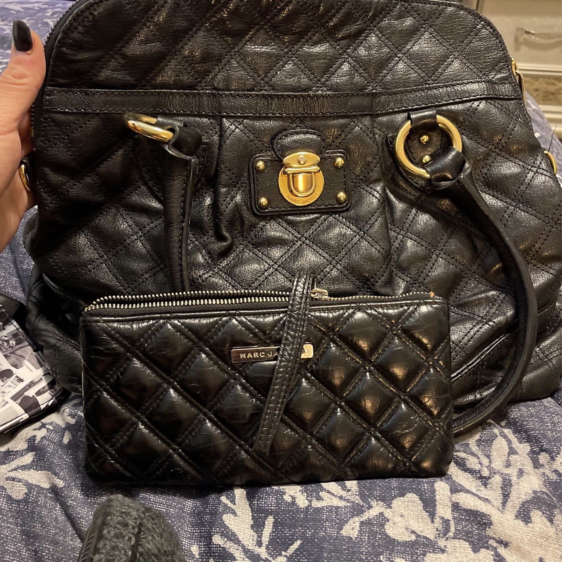 Marc Jacobs Quilted Leather Handbag And Clutch