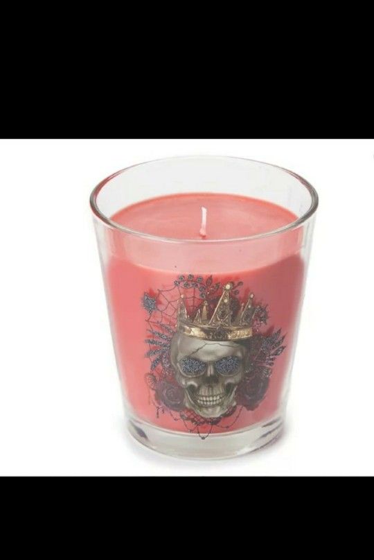 Blood Orange Skull Glass Candle