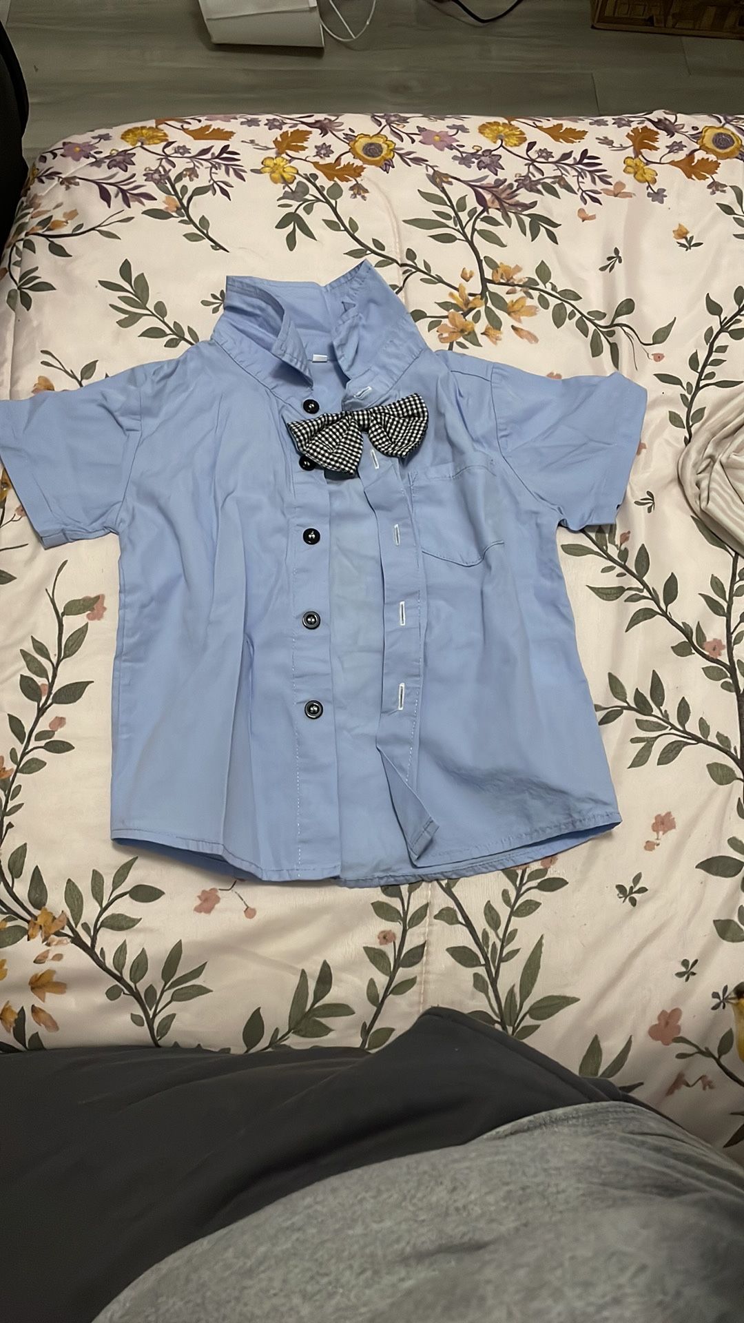 Blue Kids Shirt with Bow Tie