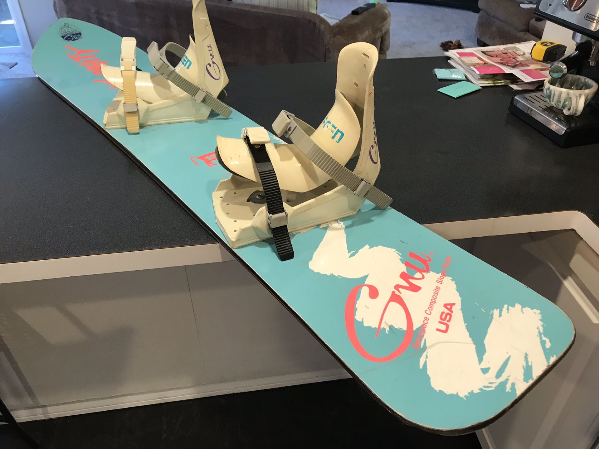 Vintage GNU "Antigravity" Snowboard with Original Elfgen Bindings