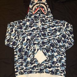 Blue Bape shark hoodie 