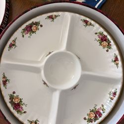 Royal Albert Chip And Dip Platter Old Country Roses