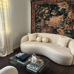 Curved Boucle Sofa (88 inches) PICKUP ONLY
