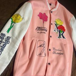 Men's Pink Varsity Jacket - (LARGE) 
