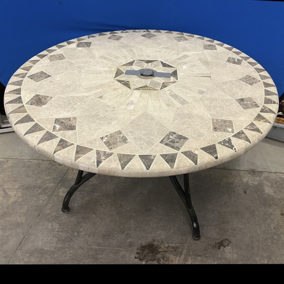 48” Mosaic Stone Outdoor Patio Deck Table with Umbrella Hole. Free to ask, I reply