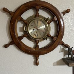 Ships Wheel With Clock