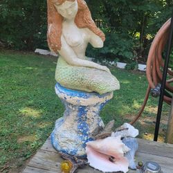 Antique Concrete Mermaid (2) Piece. 