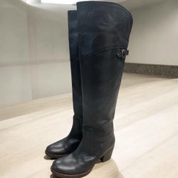 Frye Jane Tall Cuff Black Leather Boots -  Size 6B