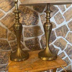 Beautiful Brass Antique Table Lamps  with Shades Is