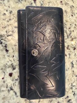 Blk leather wallet by Valentina