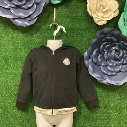 Moncler Navy Blue And White Zip Up Hoodie With Bear Ears Size 3T Toddler 
