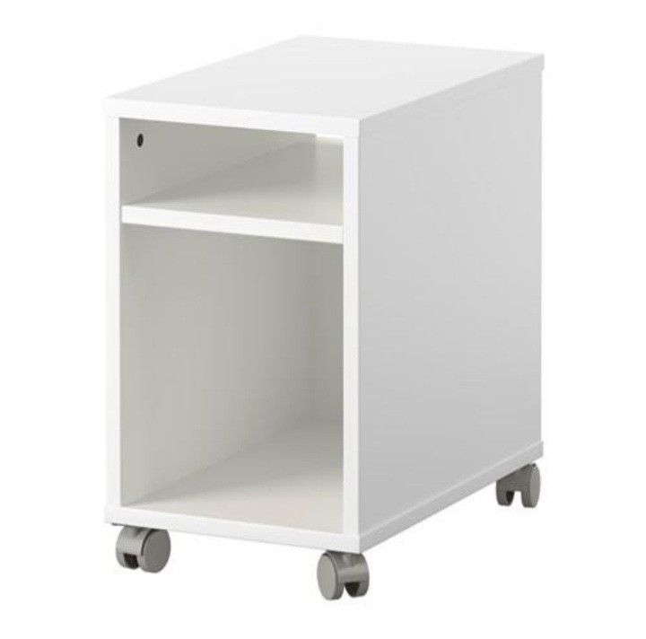 AVAILABLE UNTIL DELETED! IKEA White Bedside Table Nightstand Office Storage Shelf Castor Wheels