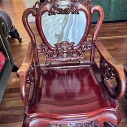 *I HAVE 2* PICK UP ONLY Antique Hand Carved Chinese Armchair with Marble Inlay 1 for 450  2 for 800  PRICE NEGOTIABLE CONDITION IS AS SEEN ON LISTING