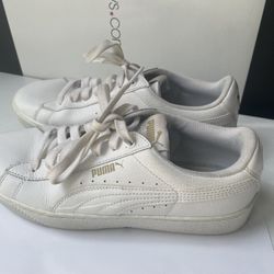 Puma Shoes Womens Sz US 8.5  UK 6  EUR 39 White Low Top Leather Sneakers