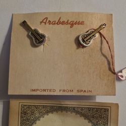 Beautiful Guitar Shaped earrings  Arabesque Costume Jewelry from Spain