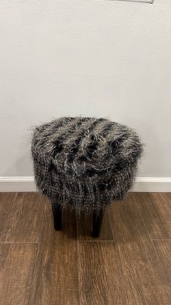 Faux Fur Round Ottoman Stool