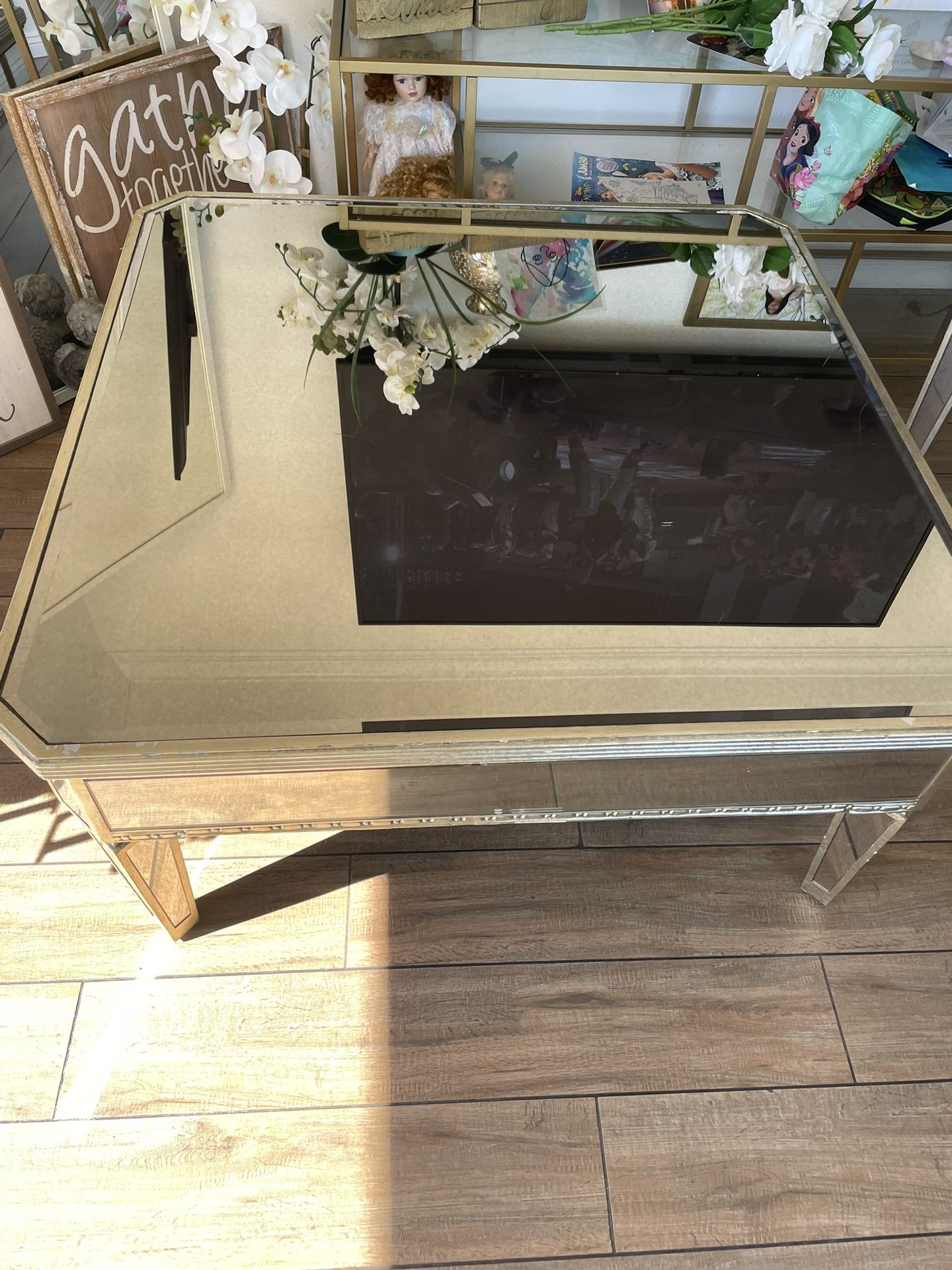 Gold Mirror Table Set