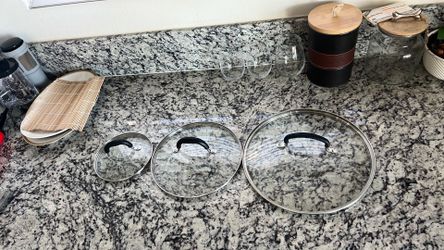 🍳 3-Piece Glass Pot Lid Set – Mixed Sizes