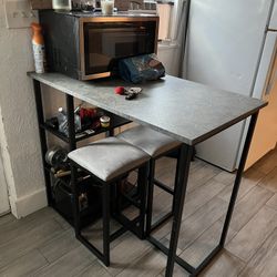 Small Dining Table With 2 Stools 