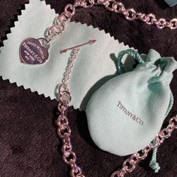 Tiffany And Co Love Struck Choker Chain Ag925 Thin Choker Heart Pendant 