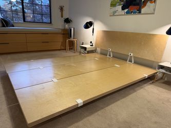 Floyd Bed Frame – Full/Queen Frame + Headboard, Birch / White Hardware