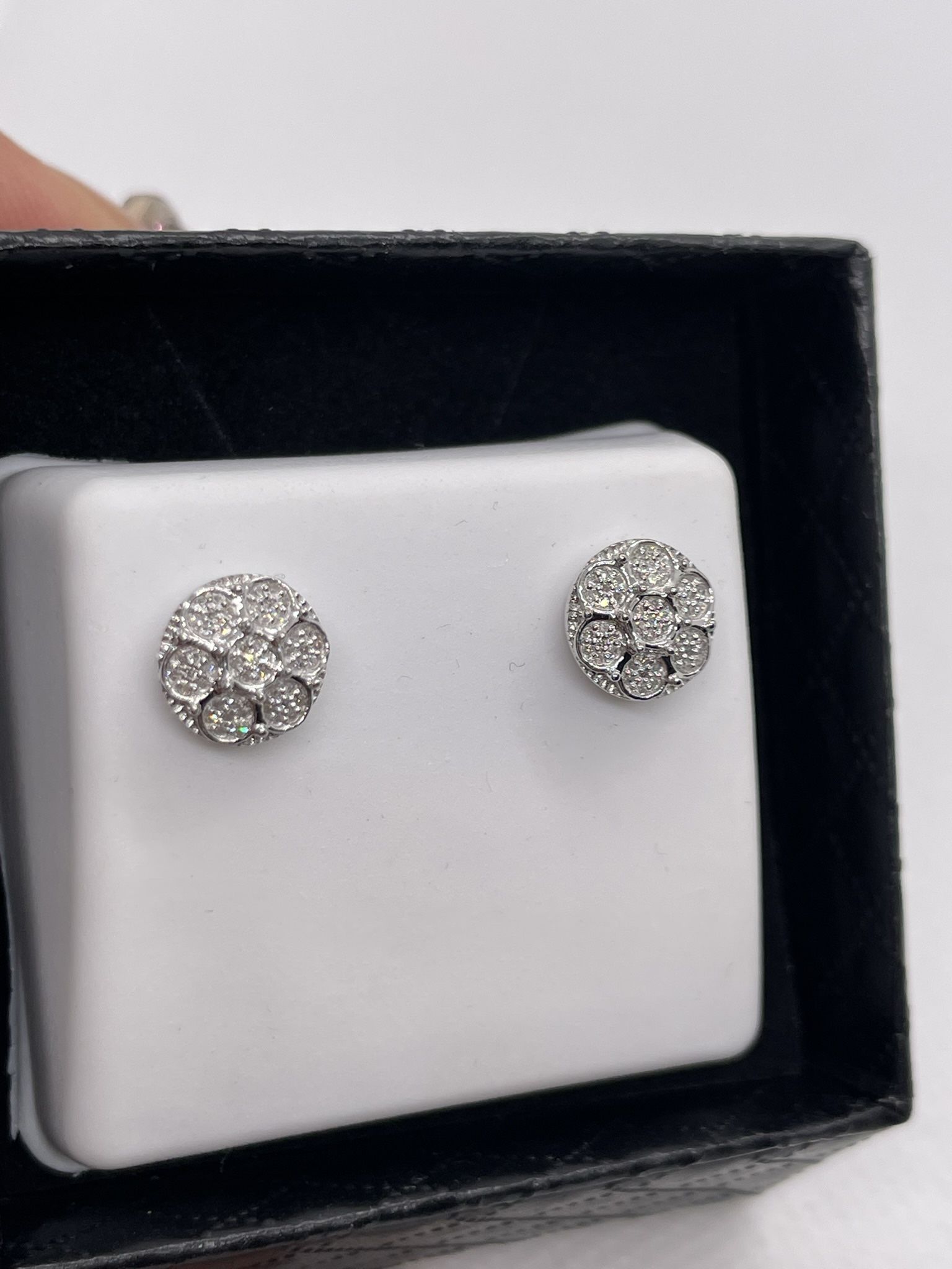 Natural Diamond Earrings & 925 Silver