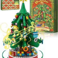 Advent Calendar 2024 Christmas Tree Building Set with Rotation and music, 24 Day