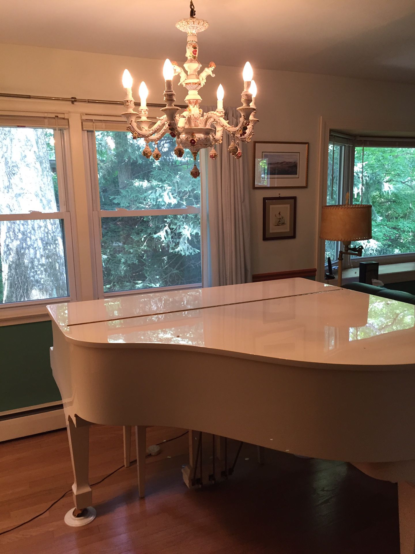 Baby Grand Piano with Capodimonte chandelier