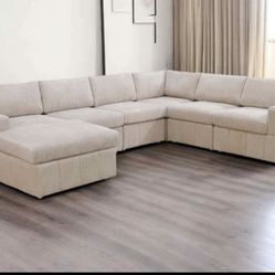 COSTCO CLOUD Chenille Sectional Couch And Ottoman