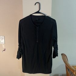 Black Quarter Button Shirt M