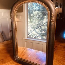 Antique French Style Wood Framed Arch Mirror    