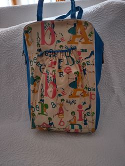 Rare 1964 Vintage Barbie Children's overnight tote bag - ALPHABET FABRIC