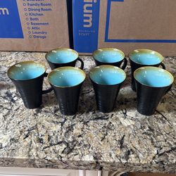 Beautiful, turquoise and brown ombre gourmet Palisades dishwasher safe microwave safe coffee cups Beautiful, turquoise and brown ombre gourmet Palisad