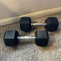 25 Lb Rubber Hex Dumbells 