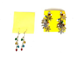 Vintage Christmas Light Bulb and Snowflake Dangle Earrings Set