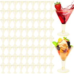 Disposable 72 Pcs Gold Glitter Plastic Martini Glasses 6.25 Oz 