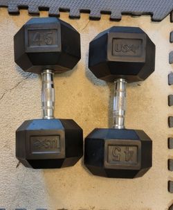 rubber hex dumbbells 45lb