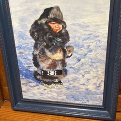 Original Oil Painting Of Alaskan Child/1982
