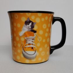 Keith Kimberlin Kitten In A Converse Black ~ Yellow Ceramic  Coffee Mug