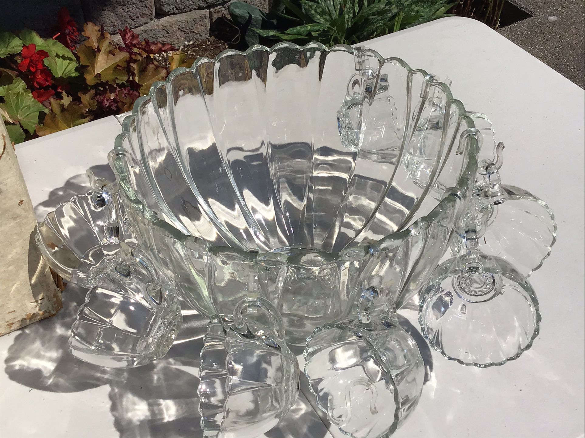 Vintage Edgewood 18 Piece Crystal Punch Set with Original Box by Hazelware